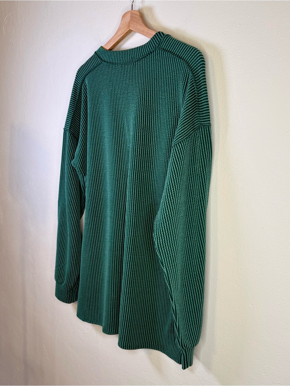 Heimish USA Emerald Green V-Neck Ribbed Slouchy Oversized Sweater Size Large - Picture 14 of 16